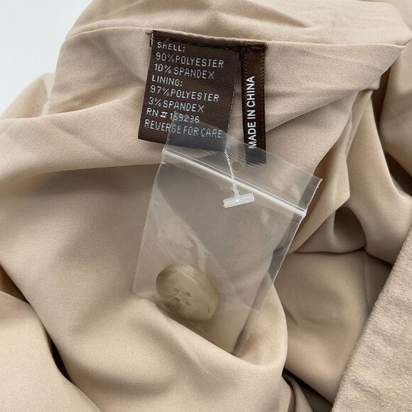 J.McLaughlin Raven Lt Camel Faux Stretch Suede Button Tab Accents Skirt 12 NWT - Picture 7 of 8